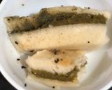 A picture of step 5 of Semolina Sandwich Dhokla.