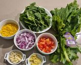 A picture of step 1 of Mustard Greens with Sweet Corn.