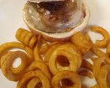 A picture of step 6 of Burger with scamorza, pancetta and caramelised onions.