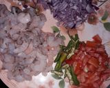 A picture of step 1 of Prawn curry.