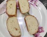 A picture of step 3 of FRENCH GARLIC TOAST with TOMATO SALAD paired with BOILED EGGS..