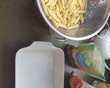 A picture of step 1 of Nudel Auflauf - baked pasta with cheese and ham.