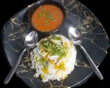 A picture of step 4 of Matar Pulao with Tomato Spicy soup.