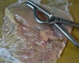 A picture of step 5 of Chicken Francaise.