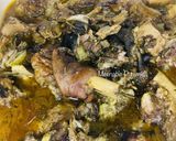 A picture of step 4 of Ram leg pepper soup.