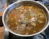 Une image de l'étape 27 de Soupe de lentilles aux tomates, poivrons et bouillon de gambas.