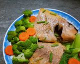 Hình bước làm 5 của món Cá điêu hồng hấp rau củ