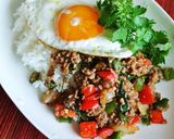 A picture of step 7 of Quick Spicy Ground Beef with Holy Basil and Shio-koji Soboro.