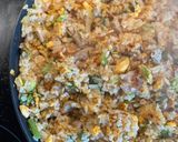 A picture of step 8 of Fried rice with Korean Kimchi and pork belly.