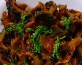 A picture of step 4 of Karela sabzi.