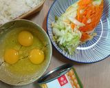 A picture of step 1 of Vegetable Egg Fried Rice.