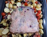 A picture of step 6 of Leg of lamb, baked brinjals and potatoes.