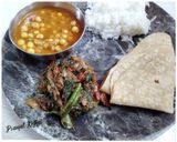 A picture of step 7 of Lal Math (Amaranth Leaves) Sabzi.