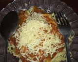 Foto langkah ke 10 dari resep Noodles with Bolognese Sauce and Cheese.