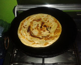 A picture of step 10 of Chapati (Soft, layered) served with coconut beans.