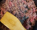 A picture of step 2 of Cheeseburger stuffed Bolillo roll.