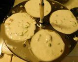 A picture of step 6 of Idli with oats and veggies, sambar.