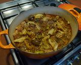 A picture of step 10 of Puy lentil stew with baked cauliflower and steamed cavolo nero.