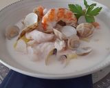 A picture of step 5 of Malaga-Style Gazpachuelo with Seafood and Milk Mayonnaise.