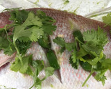 Foto del paso 2 de la receta: Pescado empapelado con ensalada de fresa espinaca y zanahoria (usando aguacate y limón como anti adherentes)