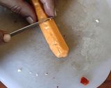 A picture of step 2 of Pepperoni olive mint skewers.