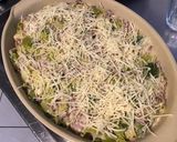 Une image de l'étape 7 de Flan de poireaux à la crème de brocciu, jambon cru et emmental.