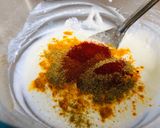A picture of step 2 of Dahi Vale Aloo.