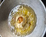 A picture of step 6 of Spicy sezwan potli from left over aalu sabji.
