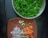 A picture of step 1 of Rustic Bathua Saag with sorghum bhakri.