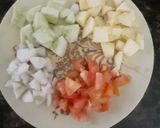 A picture of step 2 of Papad salad.