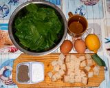 Pas rețetă Salată de spanac cu ou și crutoane 1 fotografie