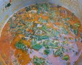 A picture of step 5 of Semo and egusi soup.