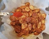 A picture of step 3 of Raw banana chips/Vazhakkai chips.