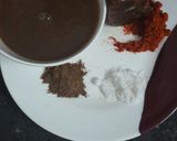 A picture of step 6 of Punjabi Aloo paratha, tamarind chutney, yoghurt and pickle.