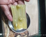 A picture of step 5 of Drumstick(sahjan) leaves paratha with drumstick chutney.