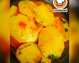 A picture of step 4 of Aalo katli (potato slices).