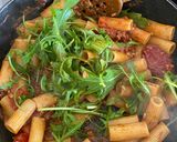 A picture of step 6 of Rocket sundried tomato rigatoni.