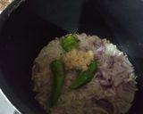 A picture of step 3 of Seekh kabab Biryani.
