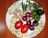 A picture of step 1 of Chicken sausage and green peppers curry 🫑🍅🐓.