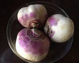A picture of step 1 of California Farm Pickled Turnip Sticks.