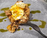 Foto del paso 8 de la receta: Mar y montaña gamba y salchicha con seta camasec y yema escaldada