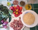A picture of step 1 of Dambu/stir fry gizzard.