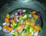 A picture of step 2 of Thousand island dressing pasta salad.