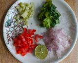 A picture of step 1 of Watermelon salsa.