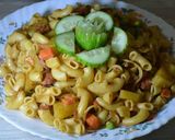 A picture of step 4 of Mix Vegetable Chucken Franks Pasta 😋.