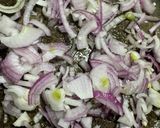 A picture of step 3 of Purple Cabbage Soup with Sheep’s Milk Ricotta and Kamut Bread Croutons.