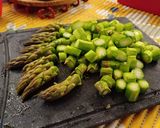 A picture of step 1 of Risotto with Asparagus and Saffron Threads.