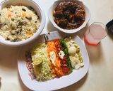 A picture of step 5 of Buttered veggies rice with Italian meat ball and potato soup.