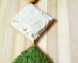 A picture of step 5 of Hummus three ways with cracker.