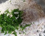 A picture of step 3 of Arrowroot mix thalipeeth with white butter.